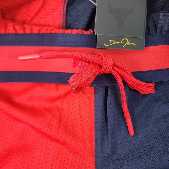 Under Armour Project Rock USA Loose Fit Mesh Shorts Mens M Red White Blue Pocket - Picture 6 of 16